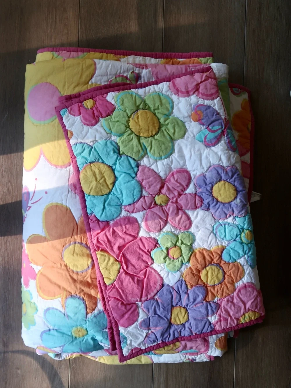 Vintage y2k Company Kids Twin Quilt Colorful Floral Butterfly